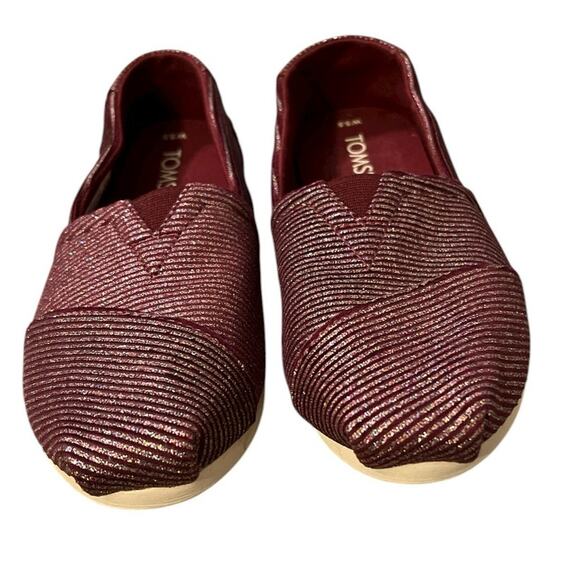NEW TOMS Women's Alpargata Cabernet Glitter Rib Knit Shoe Size 5.5 - Picture 2 of 7